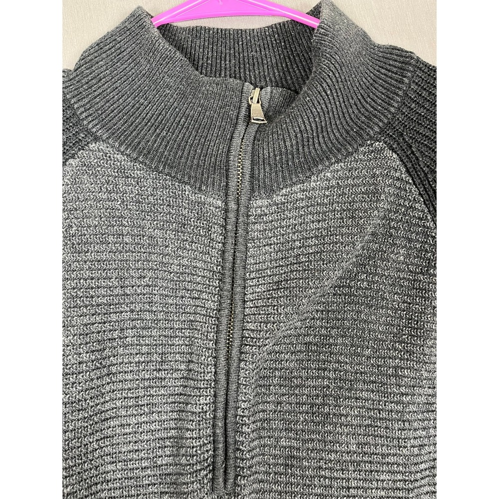 Banana Republic Sweater Mens XL Quarter-Zip Gray Textured Raglan EUC - Picture 4 of 11
